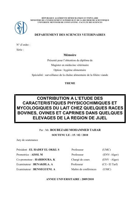 Contribution A L Etude Des Caracteristiques Physicochimiques