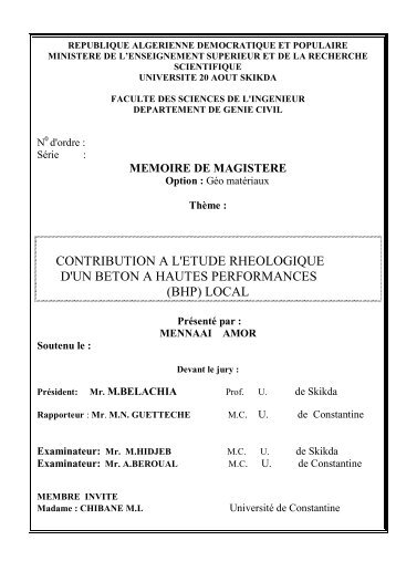 CONTRIBUTION A L'ETUDE RHEOLOGIQUE D'UN BETON A ...