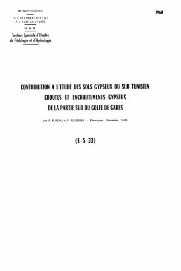 CONTRIBUTION A L'ETUDE DES SOLS GYPSEUX DU SUD ... - IRD