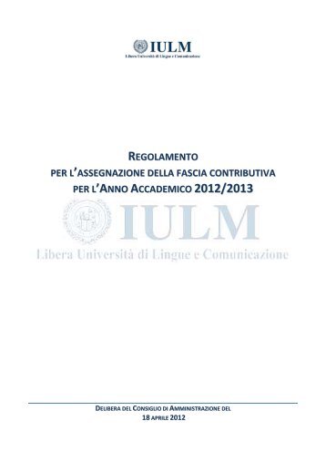 Regolamento fasce contributive - Iulm