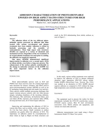 adhesion characterization of photo-definable epoxies on ... - TriQuint