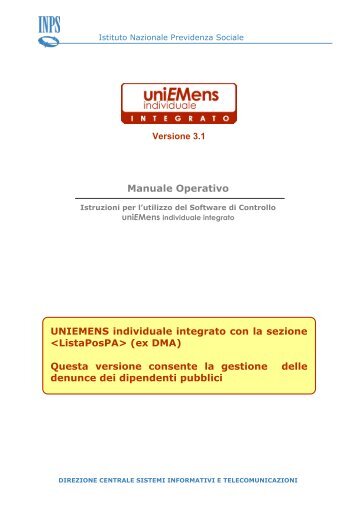 uniEMens individuale - Manuale - Inps