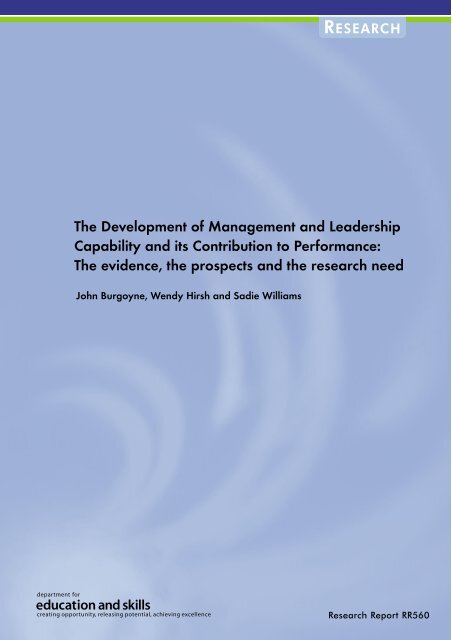 The Development of Management and Leadership Capability and its ...