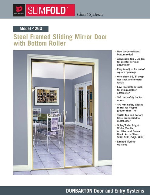 Steel Framed Sliding Mirror Door with Bottom Roller - Dunbarton ...