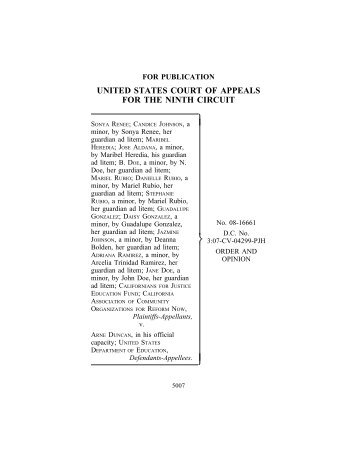 sonya renee v. arne duncan - Ninth Circuit Court of Appeals