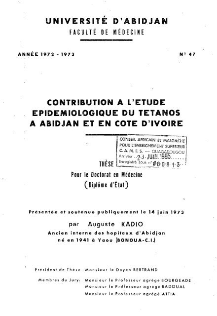 Contribution A L Etude A Abidjan Eten Cote D Ivoire