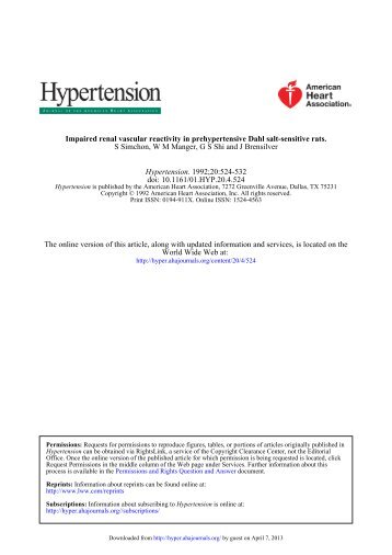 Impaired Renal Vascular Reactivity in ... - Hypertension