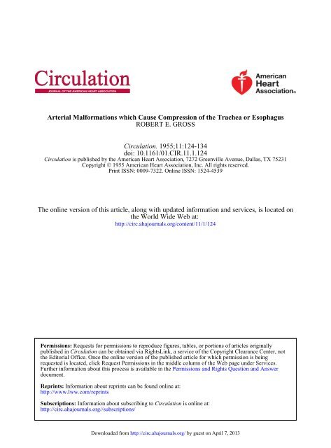 Compression of the Trachea or Esophagus - Circulation