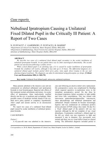 Nebulised Ipratropium Causing a Unilateral Fixed Dilated Pupil in ...