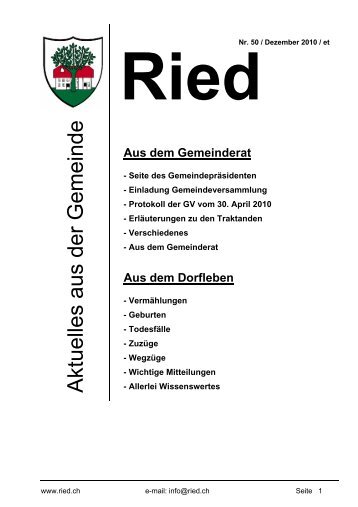 Bulletin Nr. 50 (November 2010) - Gemeinde Ried b. Kerzers