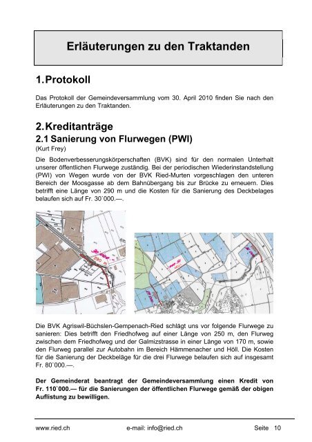 Bulletin Nr. 50 (November 2010) - Gemeinde Ried b. Kerzers