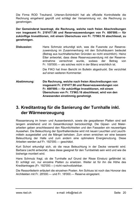 Bulletin Nr. 50 (November 2010) - Gemeinde Ried b. Kerzers