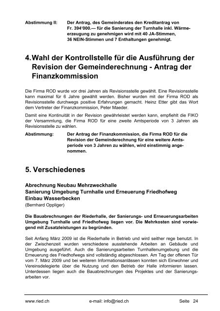 Bulletin Nr. 50 (November 2010) - Gemeinde Ried b. Kerzers