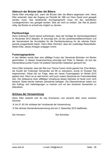 Bulletin Nr. 50 (November 2010) - Gemeinde Ried b. Kerzers