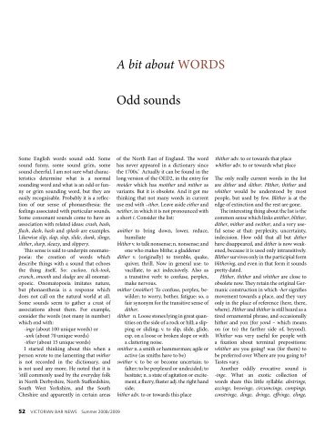 A Bit About WORDS Odd sounds - Victorian Bar