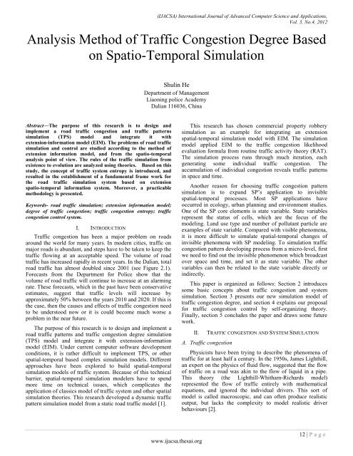 Analysis Method of Traffic Congestion Degree - The Science and ...