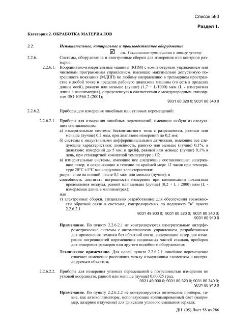 Сборник списков контролируемых товаров и технологий