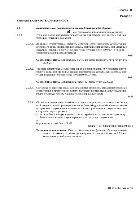 Сборник списков контролируемых товаров и технологий