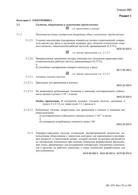 Сборник списков контролируемых товаров и технологий