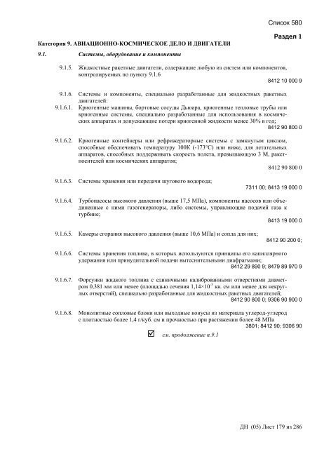 Сборник списков контролируемых товаров и технологий