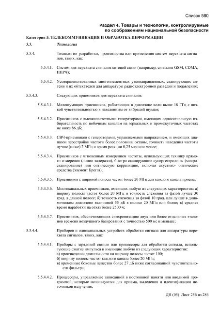 Сборник списков контролируемых товаров и технологий