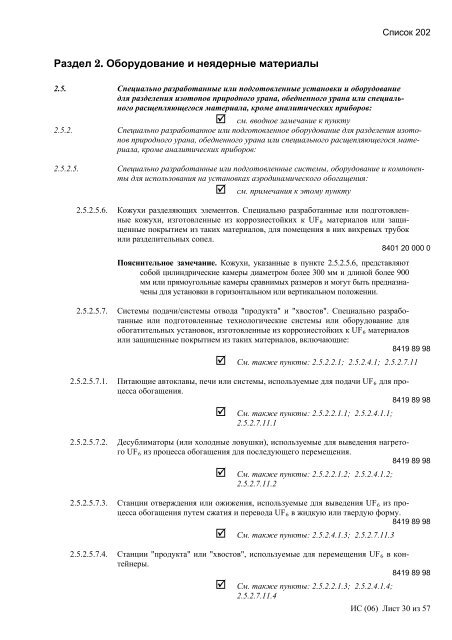 Сборник списков контролируемых товаров и технологий