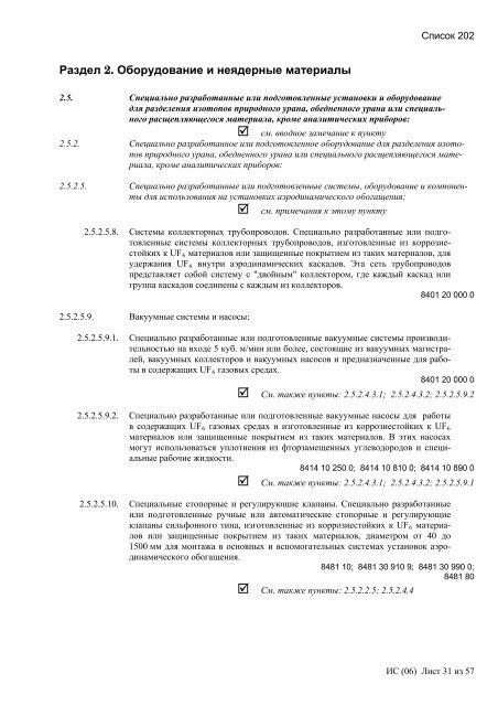 Сборник списков контролируемых товаров и технологий