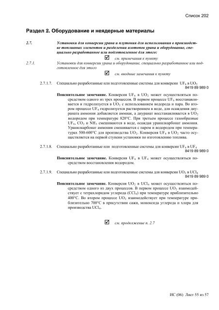 Сборник списков контролируемых товаров и технологий