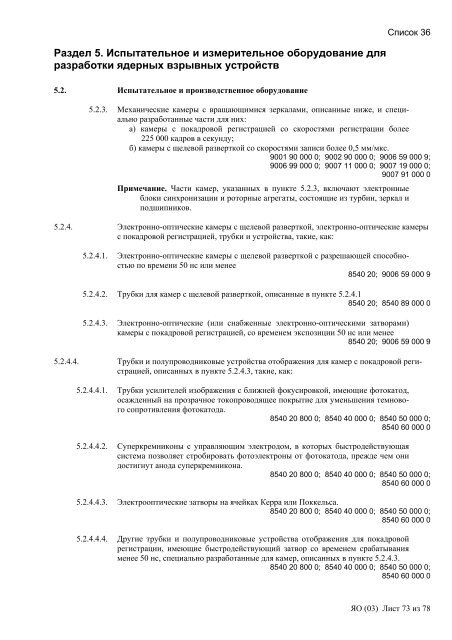 Сборник списков контролируемых товаров и технологий