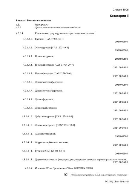 Сборник списков контролируемых товаров и технологий