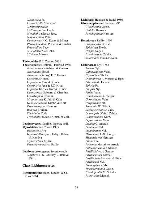 Outline of Ascomycota - 2007. Myconet 13: 1-58. - The Field Museum