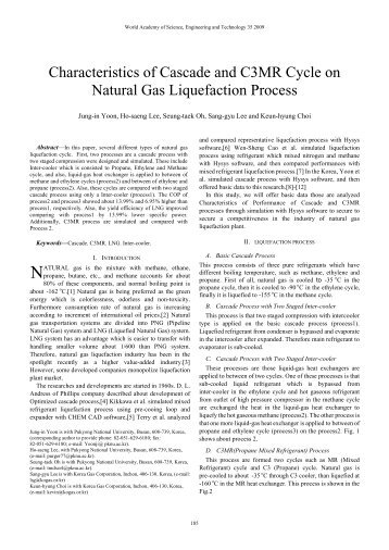 Characteristics of Cascade and C3MR Cycle on Natural Gas ...