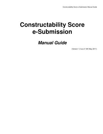 Constructability Score E-submission Guide - Building & Construction ...