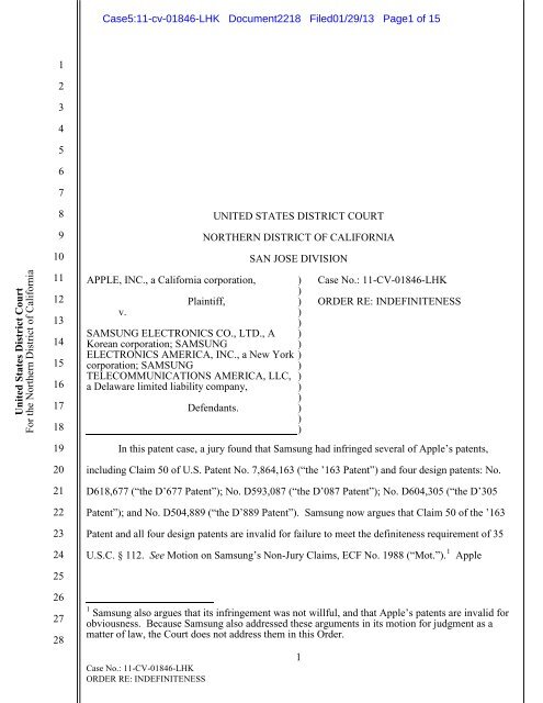 Order re: Indefiniteness (.pdf, 126 KB) - United States District Court ...