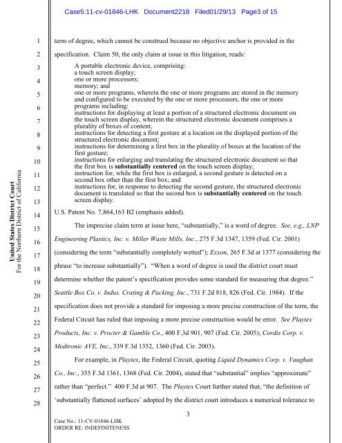 Order re: Indefiniteness (.pdf, 126 KB) - United States District Court ...