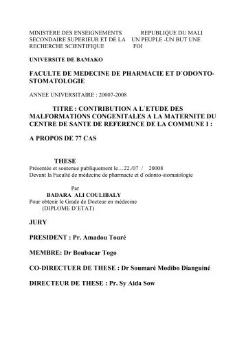 faculte de medecine de pharmacie et d`odonto- stomatologie titre ...