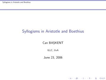 Syllogisms in Aristotle and Boethius