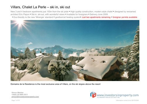 Villars, Chalet La Perle – ski in, ski out