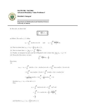 The Dirichlet Integral - University of Alberta