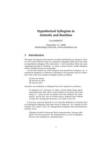 Hypothetical Syllogism in Aristotle and Boethius