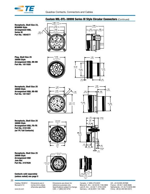 Quadrax Contacts, Connectors and Cables - Newark