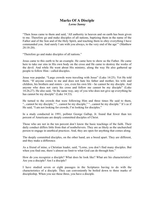 Marks Of A Disciple - Discipleship Library