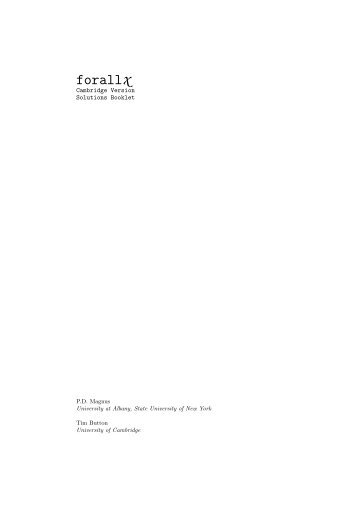 forall x: Cambridge Version, Solutions Booklet - University of ...
