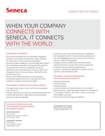 WHEN YOUR COMPANY CONNECTS WITH ... - Seneca College