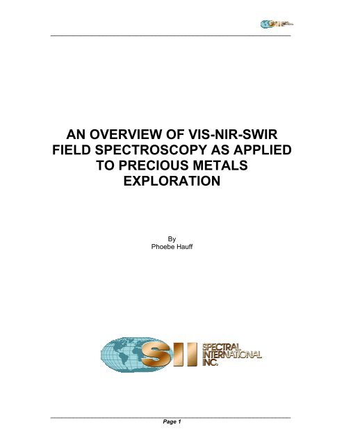An overview of vis-nir-swir field spectroscopy - Spectral International