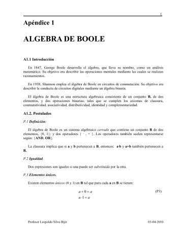 Apéndice 1 ALGEBRA DE BOOLE - aula virtual upes