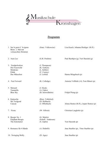 Programm - Musikschule Kronshagen