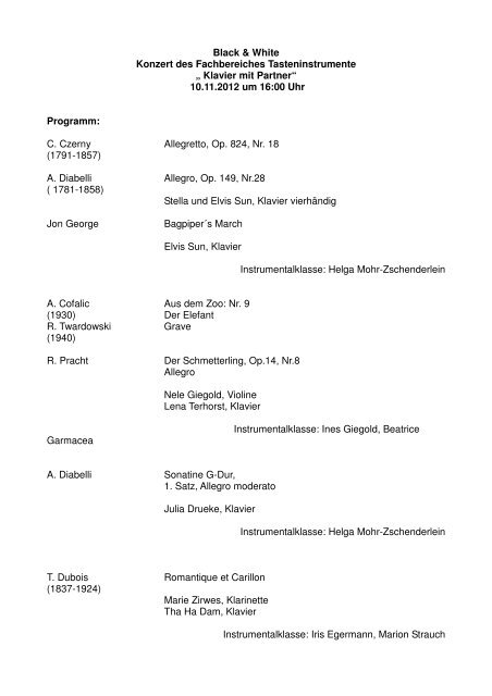 10.11.2012 um 16:00 Uhr Programm - Musikschule der Stadt Koblenz