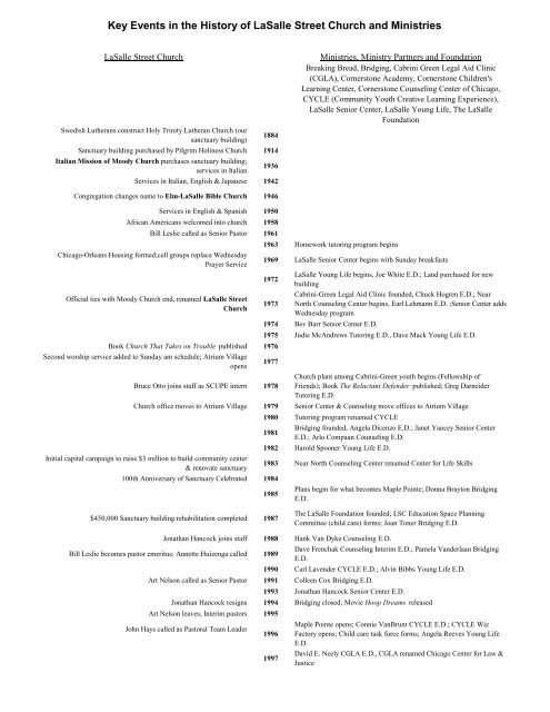 LSC History Timeline.pdf - LaSalle Street Church