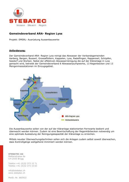 Gemeindeverband ARA- Region Lyss - Stebatec AG